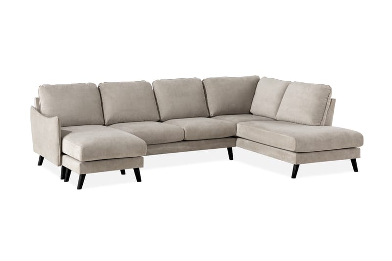 Trend Lyx 4-istuttava Oikeakätinen U-muotoinen Sohva Divaanilla ja Divaanituolilla Kankaalla - Beige - Huonekalut - Sohva - Divaanisohva
