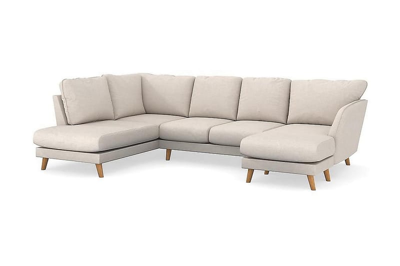Trend Lyx 4-istuttava Oikeakätinen U-muotoinen Sohva Divaanilla ja Divaanituolilla Kankaalla - Beige - Huonekalut - Sohva - Divaanisohva