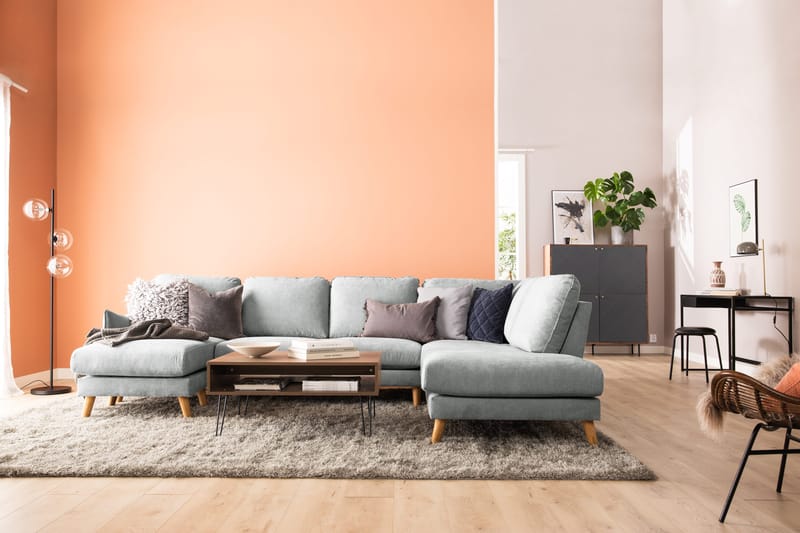 Trend Lyx 4-istuttava Oikeakätinen U-muotoinen Sohva Divaanilla ja Divaanituolilla Kankaalla - Harmaa - Huonekalut - Sohva - U-Sohva