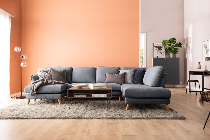 Trend Lyx 4-istuttava Oikeakätinen U-muotoinen Sohva Divaanilla ja Divaanituolilla Kankaalla - Tummanharmaa - Huonekalut - Sohva - U-Sohva