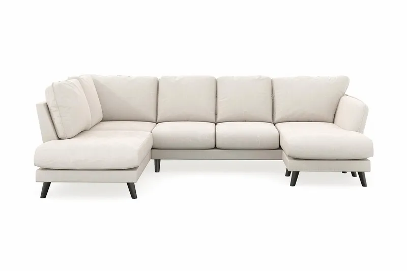 Trend Lyx 4-istuttava Oikeakätinen U-muotoinen Sohva Divaanilla ja Divaanituolilla Sametilla, Kermanvalkoinen