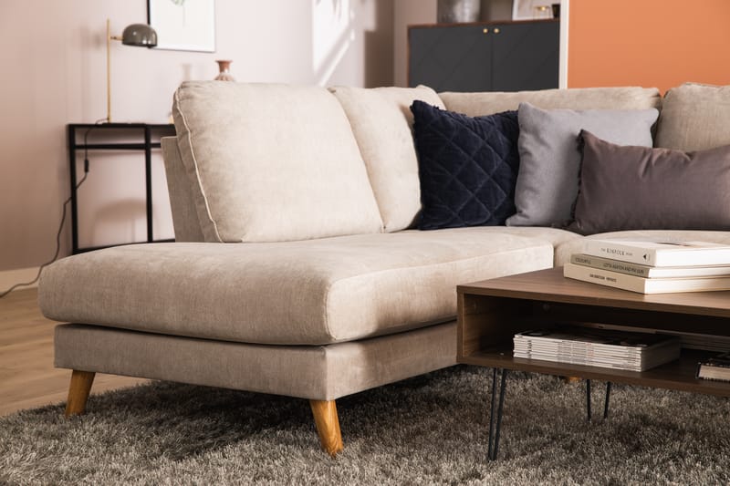 Trend Lyx 4-istuttava Vasenkätinen U-muotoinen Sohva Divaanilla ja Divaanituolilla Kankaalla - Beige - Huonekalut - Sohva - Divaanisohva