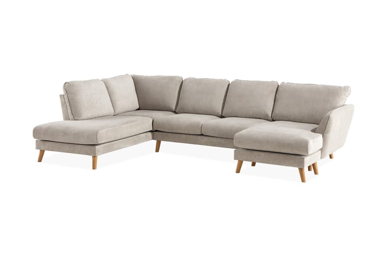 Trend Lyx 4-istuttava Vasenkätinen U-muotoinen Sohva Divaanilla ja Divaanituolilla Kankaalla - Beige - Huonekalut - Sohva - Divaanisohva