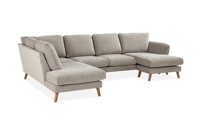 Trend Lyx 4-istuttava Vasenkätinen U-muotoinen Sohva Divaanilla ja Divaanituolilla Kankaalla - Beige - Huonekalut - Sohva - Divaanisohva