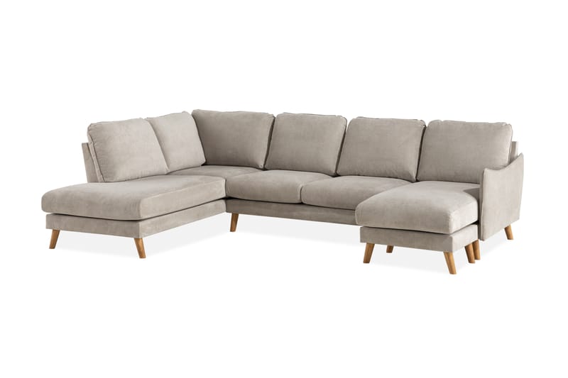 Trend Lyx 4-istuttava Vasenkätinen U-muotoinen Sohva Divaanilla ja Divaanituolilla Kankaalla - Beige - Huonekalut - Sohva - Divaanisohva