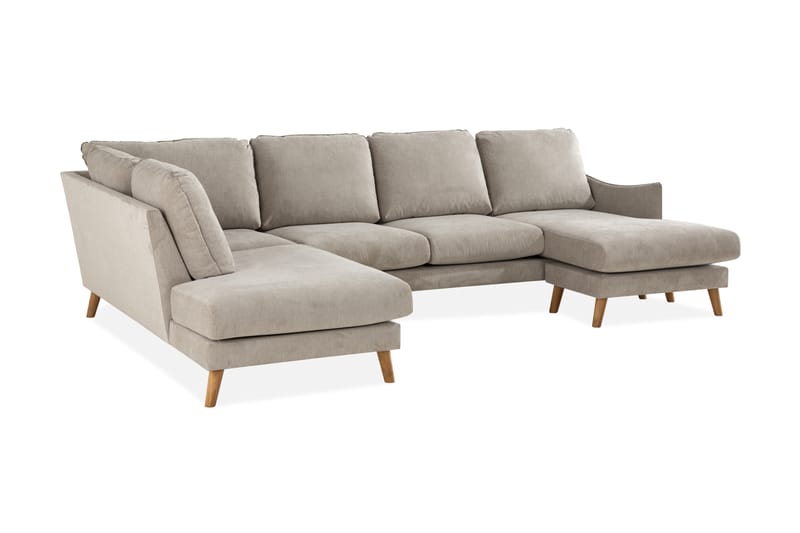 Trend Lyx 4-istuttava Vasenkätinen U-muotoinen Sohva Divaanilla ja Divaanituolilla Kankaalla - Beige - Huonekalut - Sohva - Divaanisohva