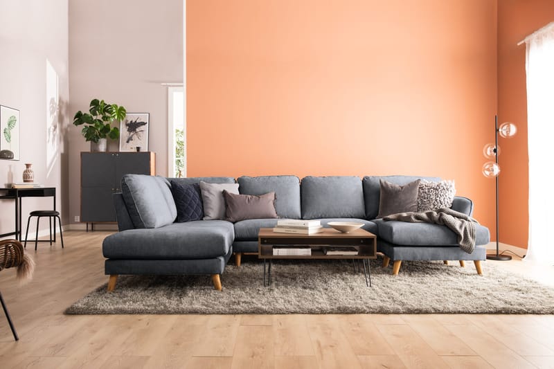 Trend Lyx 4-istuttava Vasenkätinen U-muotoinen Sohva Divaanilla ja Divaanituolilla Kankaalla - Tummanharmaa - Huonekalut - Sohva - U-Sohva