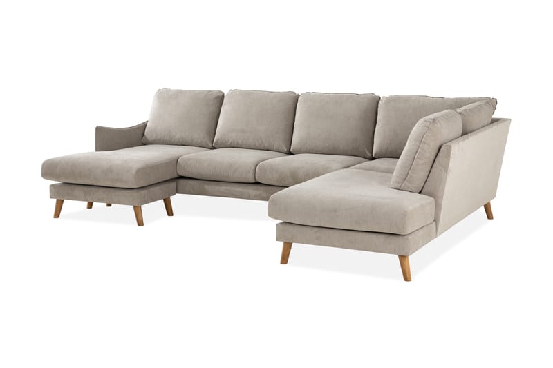 Trend Lyx U-sohva divaanilla Vasen - Beige/Tammi - Huonekalut - Sohva - Divaanisohva