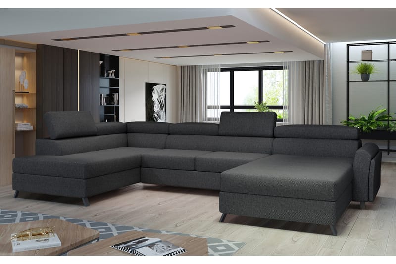 U-sohva Osettia Divaanilla Oikea, Tummanharmaa