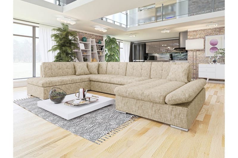 Zumar sohva divaanilla ja säilytystuolilla, 4-ist. - Beige - Huonekalut - Sohva - U-Sohva