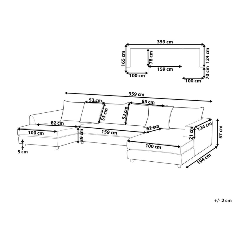 U:n muotoinen sohva Lilviken - Beige, musta - Huonekalut - Sohva - Kulmasohva