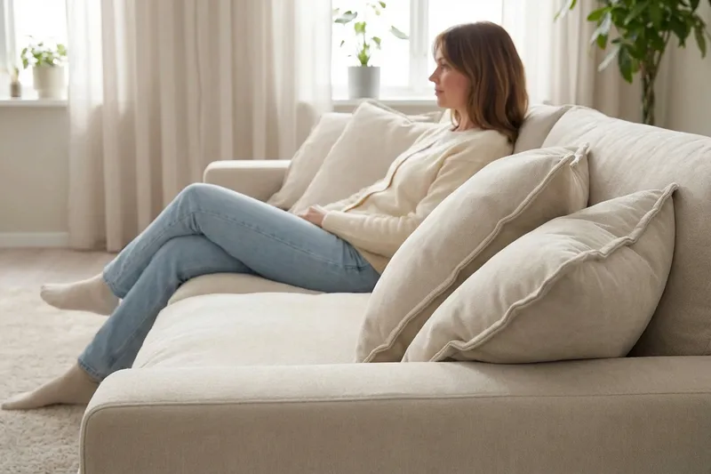 Valencia ekstra syvä 3-istuttava chenille-sohva - Beige - Huonekalut - Sohva - 3:n istuttava sohva