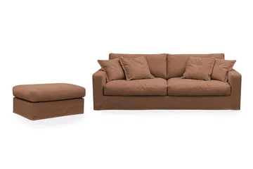 Valencia Extra Deep 3-istuttava sohva + jalkarahi irrotettavalla ja pestävällä verhoilulla