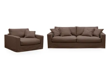 Valencia Extra Syvä 3-istuttava sohva + nojatuoli irrotettavalla ja pestävällä verhoilulla