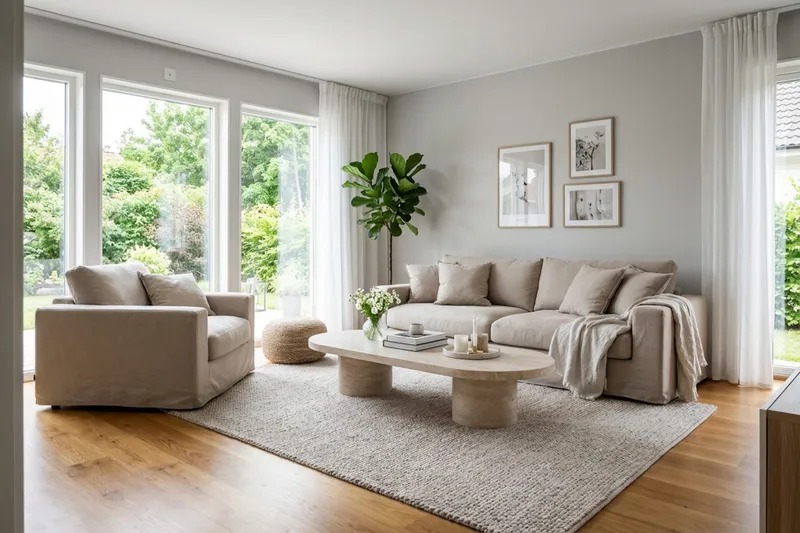 Valencia Extra Syvä 3-istuttava sohva + nojatuoli irrotettavalla ja pestävällä verhoilulla - Vaaleanruskea - Huonekalut - Sohva - Sohvaryhmä