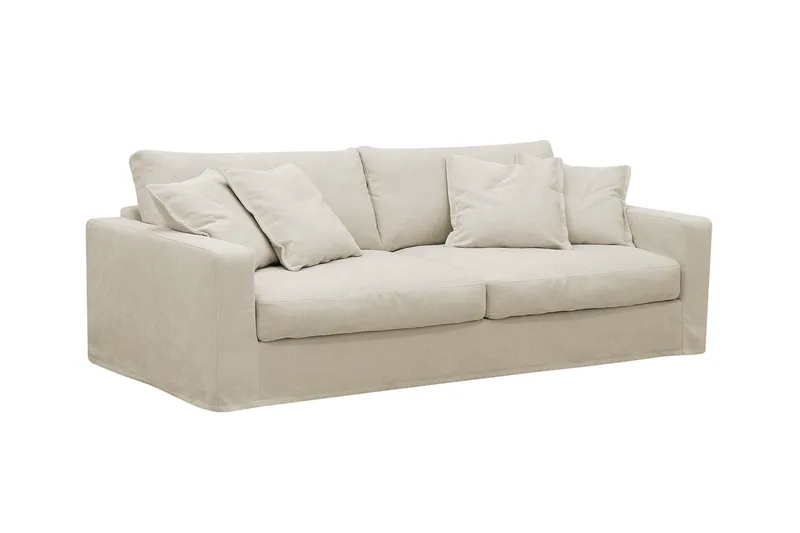Valencia Extra Syvä 3-istuttava sohva + nojatuoli irrotettavalla ja pestävällä verhoilulla - Beige - Huonekalut - Sohva - Sohvaryhmä