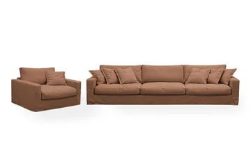 Valencia Extra Syvä 5-istuttava sohva + nojatuoli irrotettavalla ja pestävällä verhoilulla