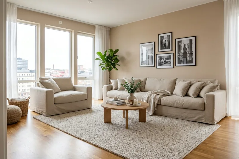 Valencia Extra Syvä 5-istuttava sohva + nojatuoli irrotettavalla ja pestävällä verhoilulla - Beige - Huonekalut - Sohva - Sohvaryhmä