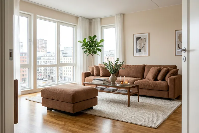 Valencia-sohvaryhmä, erikoissyvä 5-istuttava sohva + rahi, chenilleä - Ruosteenruskea - Huonekalut - Sohva - Kulmasohva