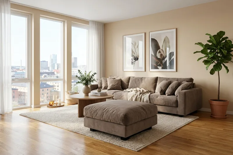 Valencia-sohvaryhmä, erikoissyvä 5-istuttava sohva + rahi, chenilleä - Tummanruskea - Huonekalut - Sohva - Kulmasohva