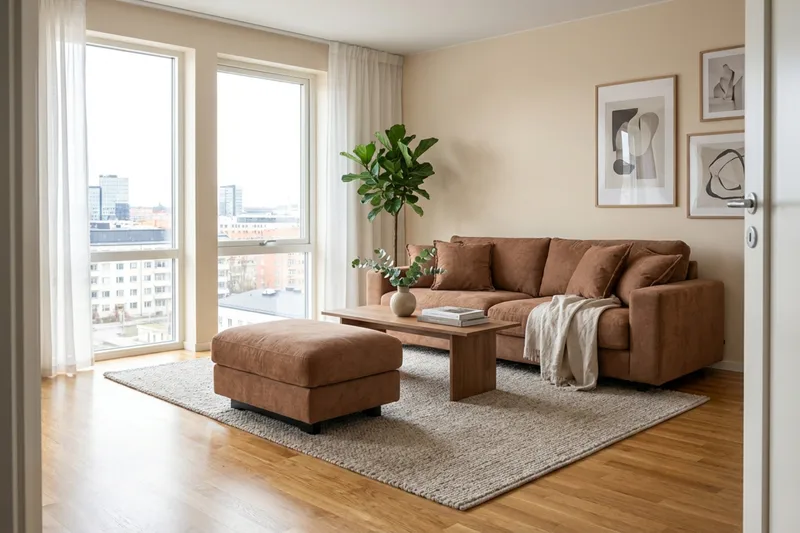 Valencia-sohvaryhmä Extra Deep 3-istuttava sohva + rahi, chenilleä - Ruosteenruskea - Huonekalut - Sohva - Kulmasohva