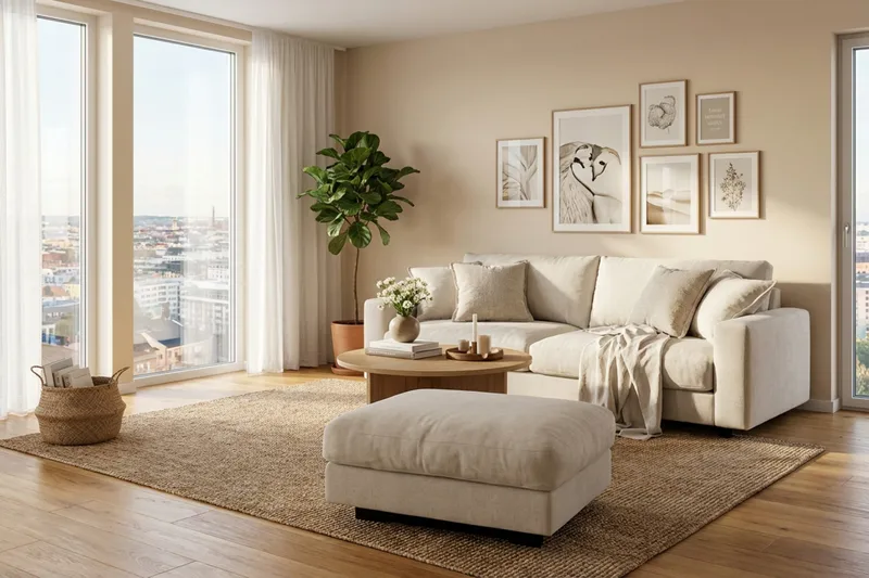 Valencia-sohvaryhmä extra syvä 3-istuttava sohva + rahi chenilleä - Beige - Huonekalut - Sohva - Kulmasohva