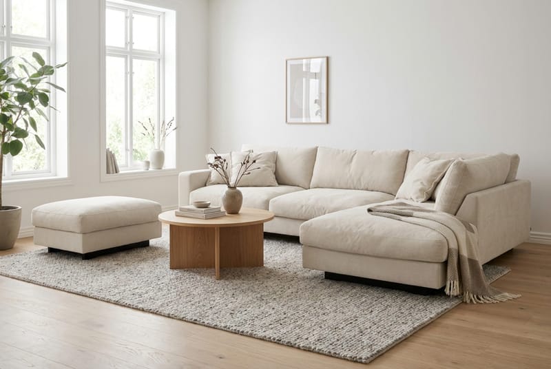 Valencia-sohvaryhmä Extra Syvä 4-istuttava Divaani Oikea + Rahi - Beige - Huonekalut - Sohva - Sohvaryhmä