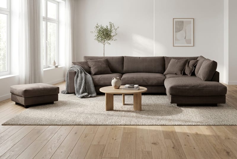 Valencia-sohvaryhmä Extra Syvä 4-istuttava Divaani Oikea + Rahi - Taupe - Huonekalut - Sohva - Sohvaryhmä