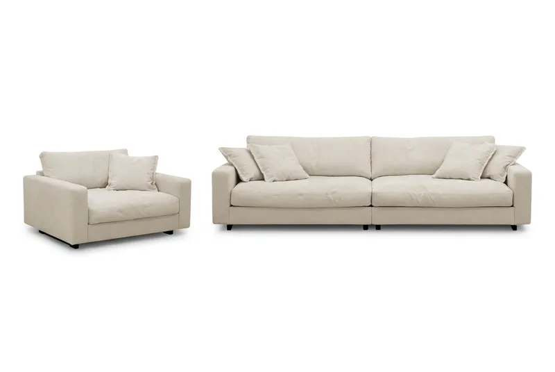 Valencia-sohvaryhmä Extra Syvä 4-istuttava Sohva + Nojatuoli, Beige