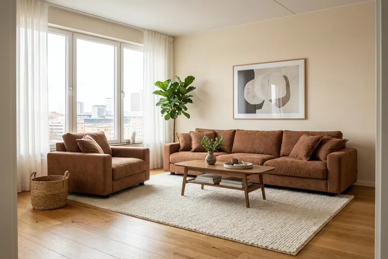 Valencia-sohvaryhmä extra syvä 5-istuttava sohva + nojatuoli chenilleä - Ruosteenruskea - Huonekalut - Sohva - Sohvaryhmä