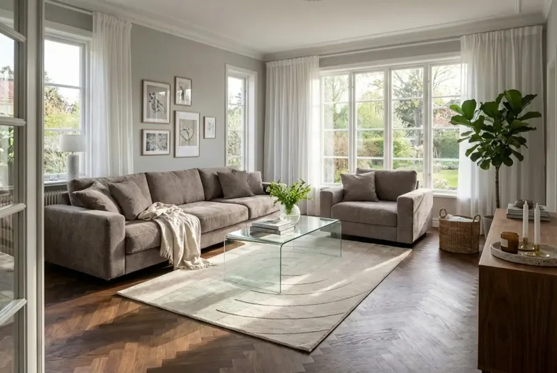 Valencia-sohvaryhmä extra syvä 5-istuttava sohva + nojatuoli chenille-kankaalla - Ruskea - Huonekalut - Sohva - Sohvaryhmä