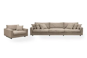 Valencia-sohvaryhmä extra syvä 5-istuttava sohva + nojatuoli chenille-kankaalla