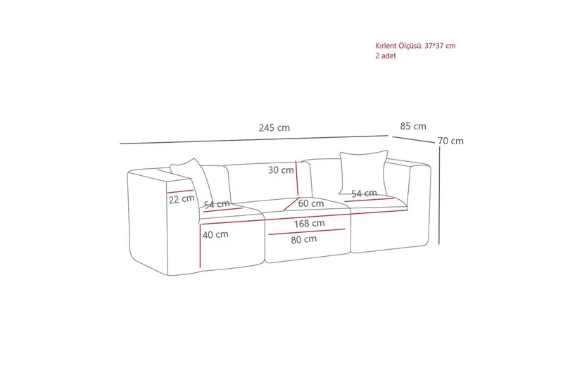 Veyno Sohva 3-sits - Antrasiitti - Huonekalut - Sohva - 3:n istuttava sohva