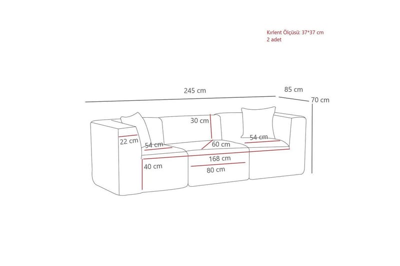 Veyno Sohva 3-sits - Oranssi - Huonekalut - Sohva - 3:n istuttava sohva