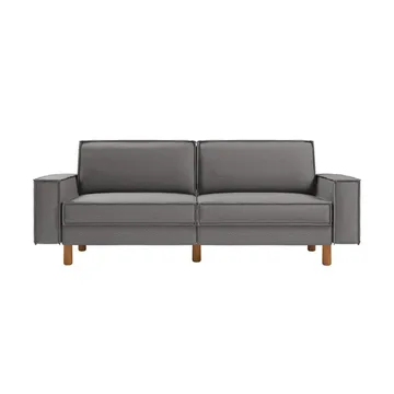 Vilsa 3-istuttava pehmeä syvä sohva reunaompelulla boxi-mallilla pellavaa - Keskiharmaa - Huonekalut - Sohva - 3:n istuttava sohva