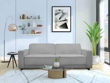 Vuodesohva Allie Harmaa, Cordoroy, 81x225x91 cm - Harmaa, Cordoroy, 81x225x91 cm - Huonekalut - Sohva - Vuodesohva - 3 istuttava vuodesohva