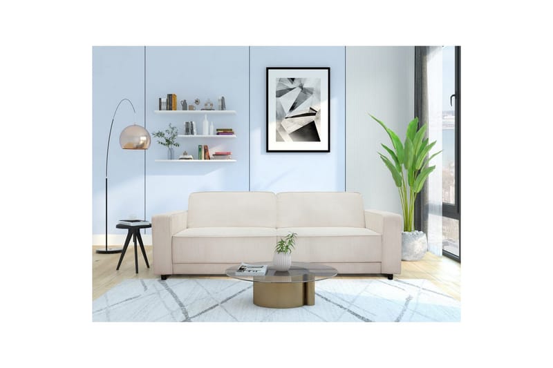 Vuodesohva Allie Kermanvärinen, Cordoroy, 81x225x91 cm - Kermanvärinen, Cordoroy, 81x225x91 cm - Huonekalut - Sohva - Vuodesohva - 3 istuttava vuodesohva