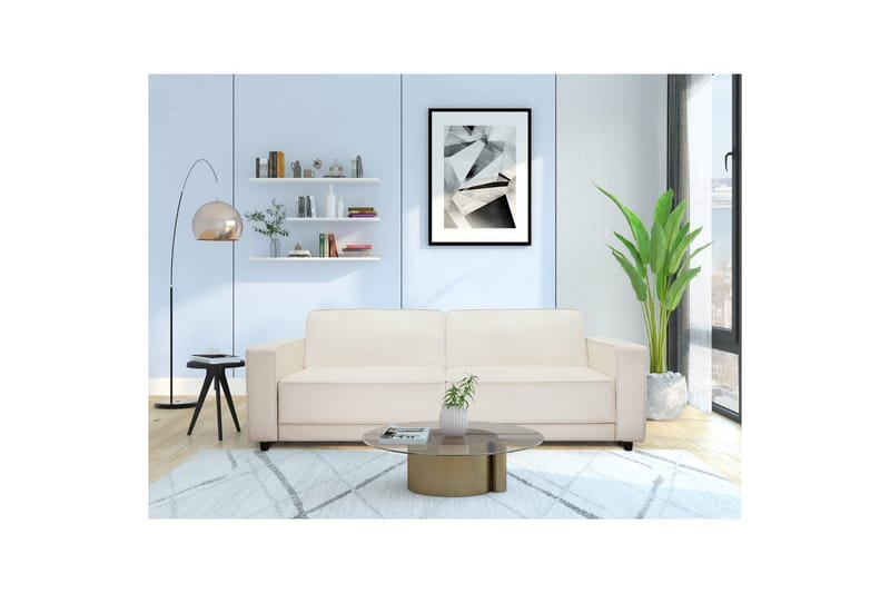 Vuodesohva Allie Kermanvärinen, Sametti, 81x225x91 cm - Kermanvärinen, Sametti, 81x225x91 cm - Huonekalut - Sohva - Vuodesohva - 3 istuttava vuodesohva