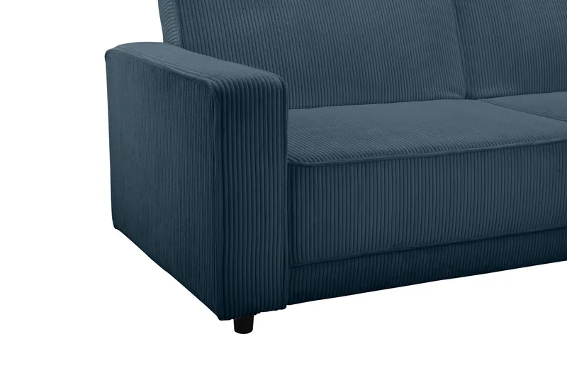 Vuodesohva Allie Sininen, Cordoroy, 81x225x91 cm - Sininen, Cordoroy, 81x225x91 cm - Huonekalut - Sohva - Vuodesohva - 3 istuttava vuodesohva