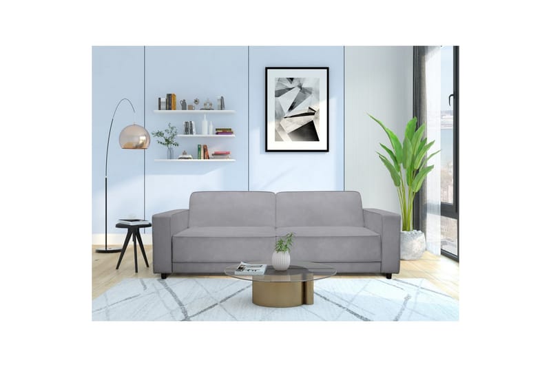 Vuodesohva Allie Vaaleanharmaa, Sametti, 81x225x91 cm - Vaaleanharmaa, Sametti, 81x225x91 cm - Huonekalut - Sohva - Vuodesohva