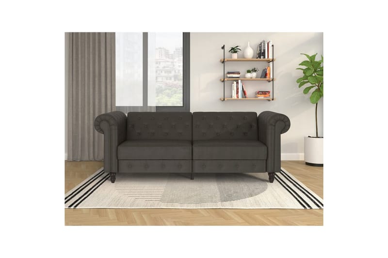 Vuodesohva Felix 236x87x83 cm, Antrasiitti, Mikrokuitu/Puu/Metalli - 236x87x83 cm, Antrasiitti, Mikrokuitu/Puu/Metalli - Huonekalut - Sohva - Vuodesohva