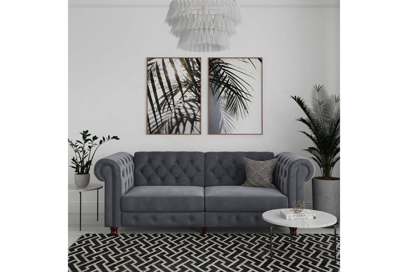 Vuodesohva Felix 236x87x83 cm, Antrasiitti, Sametti - 236x87x83 cm, Antrasiitti, Sametti - Huonekalut - Sohva - Vuodesohva