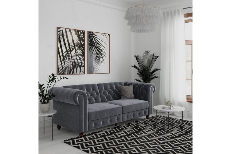 Vuodesohva Felix 236x87x83 cm, Antrasiitti, Sametti - 236x87x83 cm, Antrasiitti, Sametti - Huonekalut - Sohva - Vuodesohva