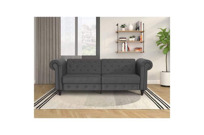Vuodesohva Felix 236x87x83 cm, Harmaa, PU/Puu/Metalli - 236x87x83 cm, Harmaa, PU/Puu/Metalli - Huonekalut - Sohva - Vuodesohva