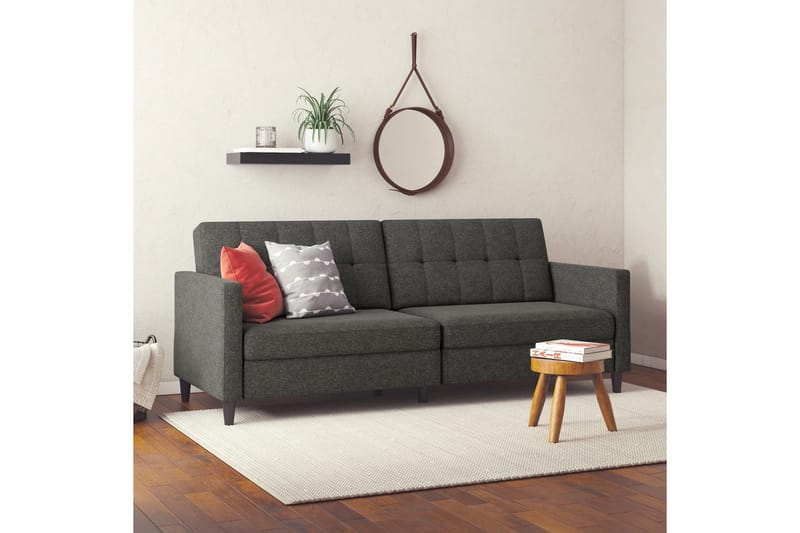 Vuodesohva Hartford 203x83x82 cm, Antrasiitti, Pellavakankaan näköinen (100% polyesteri) - 203x83x82 cm, Antrasiitti, Pellavakankaan näköinen (100% polyesteri) - Huonekalut - Sohva - Vuodesohva - 3 istuttava vuodesohva