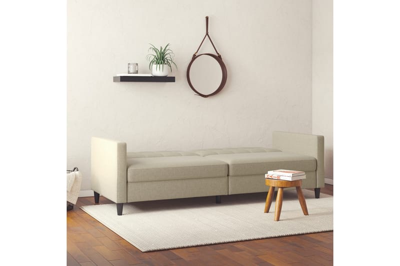 Vuodesohva Hartford 203x83x82 cm, Cappucino, Pellavakankaan näköinen (100% polyesteri) - 203x83x82 cm, Cappucino, Pellavakankaan näköinen (100% polyesteri) - Huonekalut - Sohva - Vuodesohva