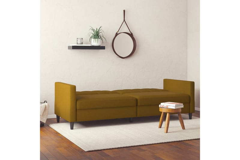 Vuodesohva Hartford 203x83x82 cm, Curry, Pellavakankaan näköinen (100% polyesteri) - 203x83x82 cm, Curry, Pellavakankaan näköinen (100% polyesteri) - Huonekalut - Sohva - Vuodesohva