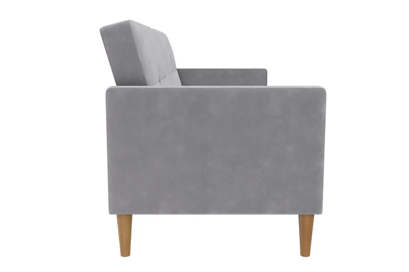 Vuodesohva Lilly Vaaleanharmaa, Sametti - Vaaleanharmaa, Sametti - Huonekalut - Sohva - Vuodesohva - 3 istuttava vuodesohva