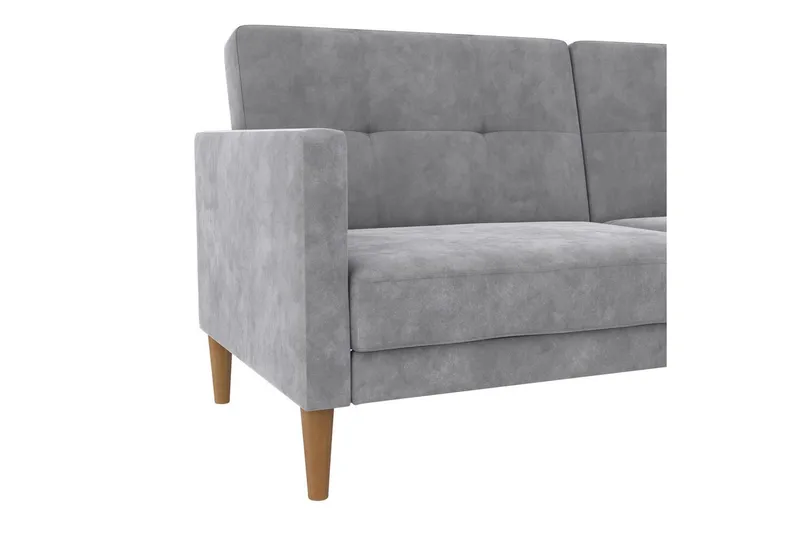 Vuodesohva Lilly Vaaleanharmaa, Sametti - Vaaleanharmaa, Sametti - Huonekalut - Sohva - Vuodesohva - 3 istuttava vuodesohva