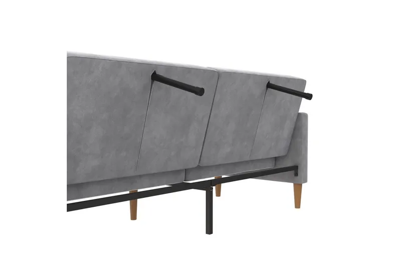 Vuodesohva Lilly Vaaleanharmaa, Sametti - Vaaleanharmaa, Sametti - Huonekalut - Sohva - Vuodesohva - 3 istuttava vuodesohva